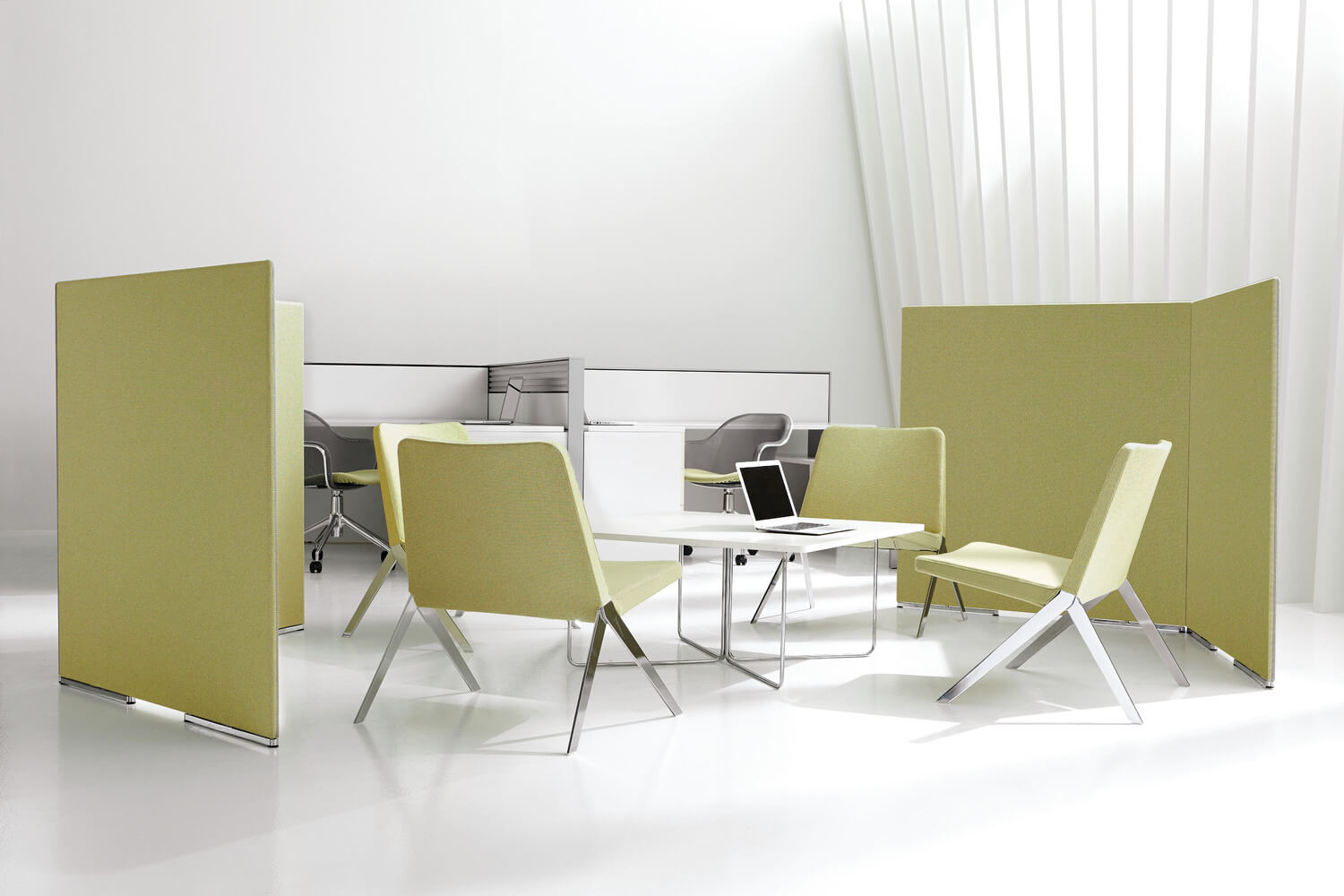 open office floor plan - use visual barriers