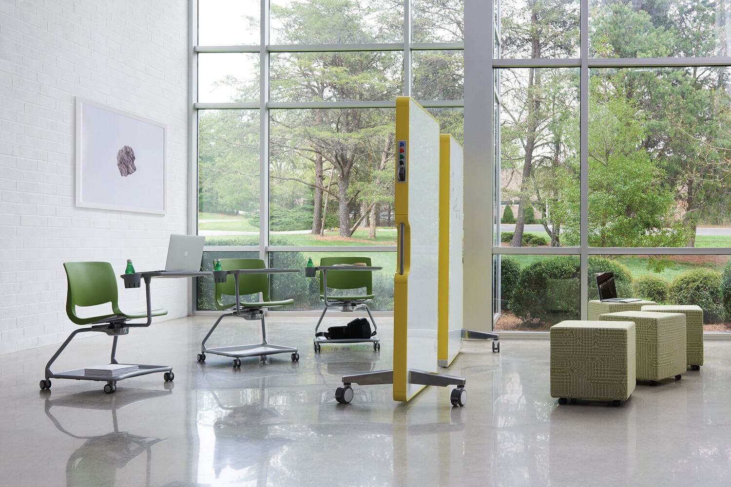 open office floor plan - group collaborative spaces together